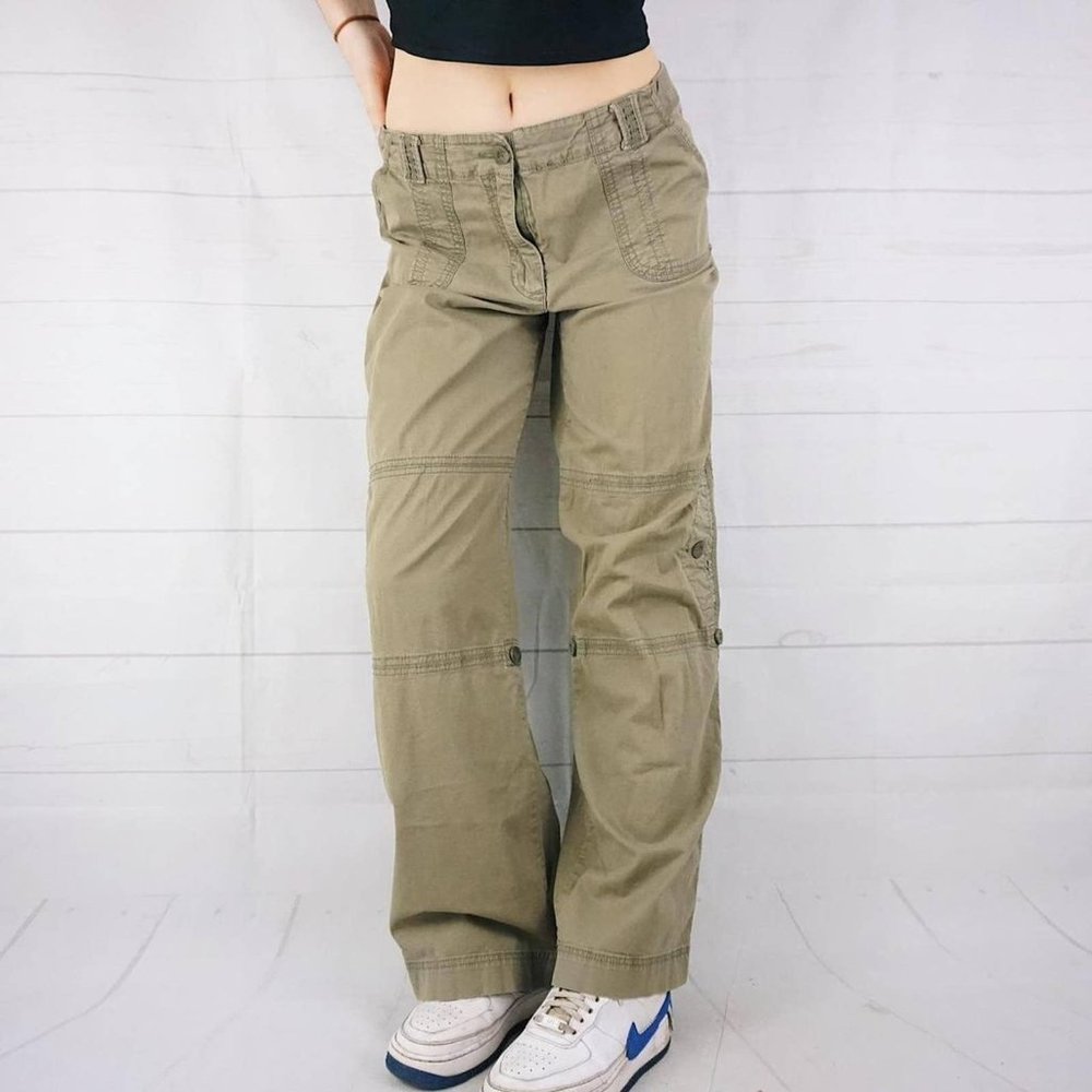 🍓Y2K KHAKI GREEN CARGO HIKING TECH PANTS🍓
